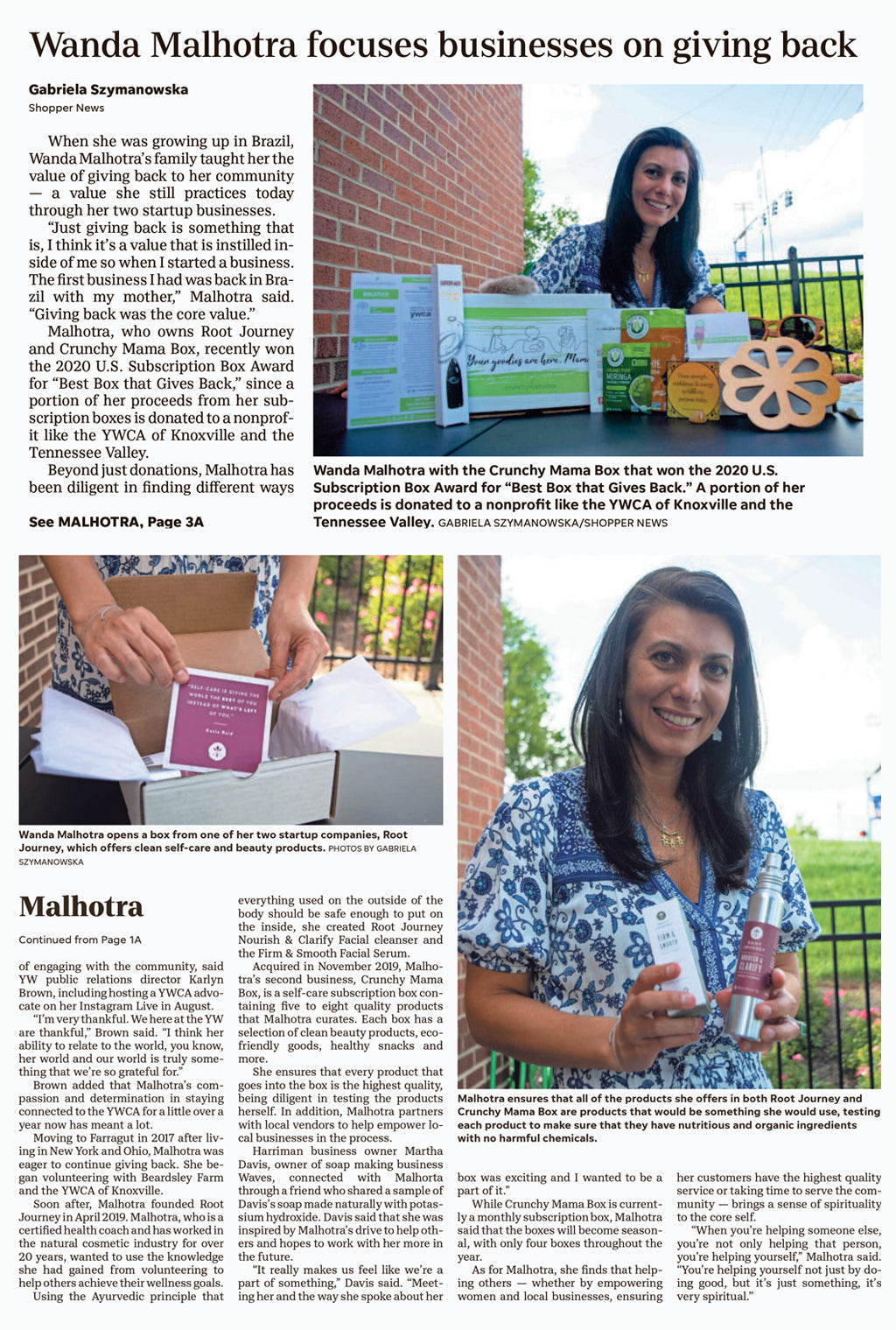 Wanda Malhotra, Certified Health Coach and curator for Crunchy Mama Box media interview. Offers products made with clean ingredients, sustainable packaging by brands that give back to the community and the planet.