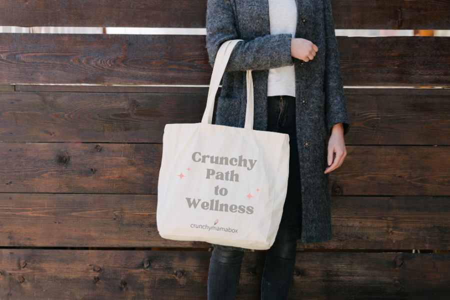 Crunchy Path to Wellness Canvas tote