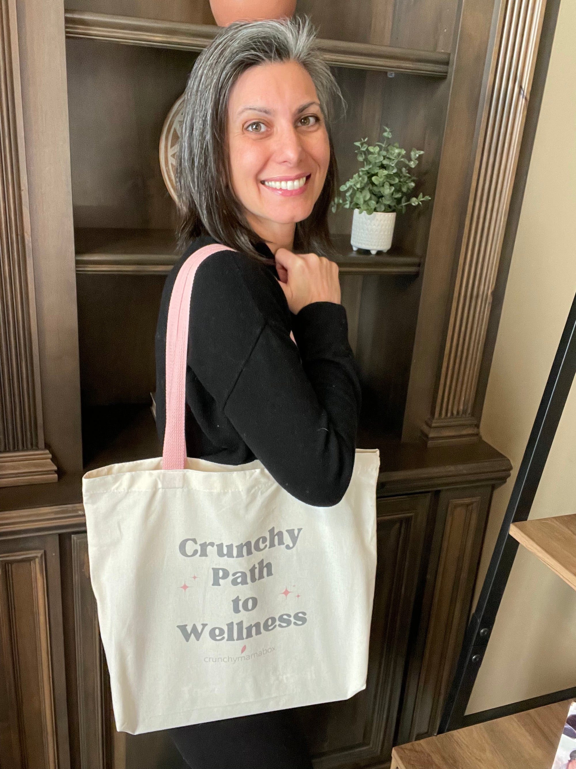 Crunchy Path to Wellness Canvas tote