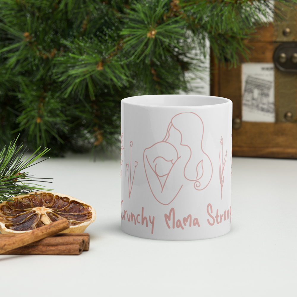 Crunchy Mama Strong white - pink print