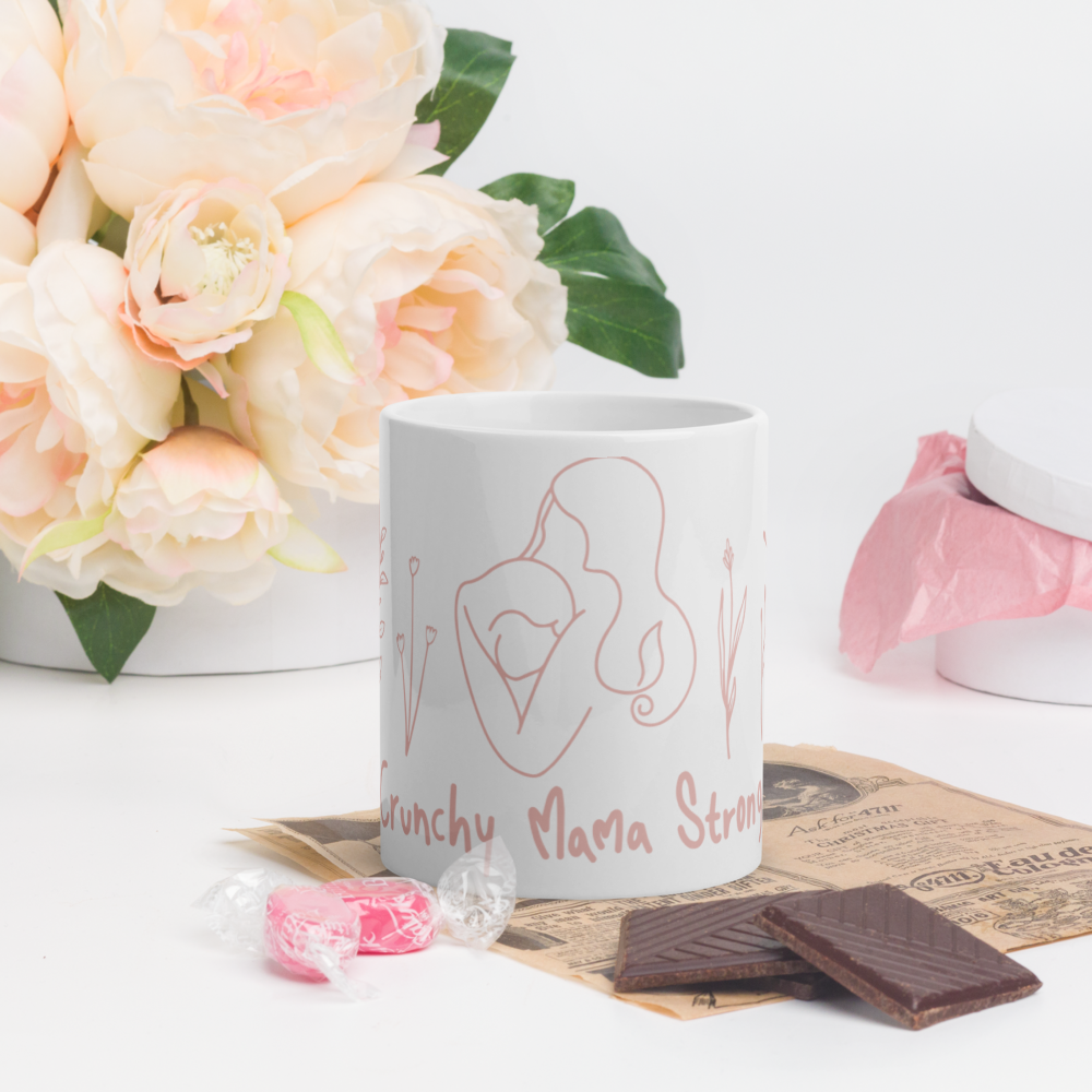 Crunchy Mama Strong white - pink print