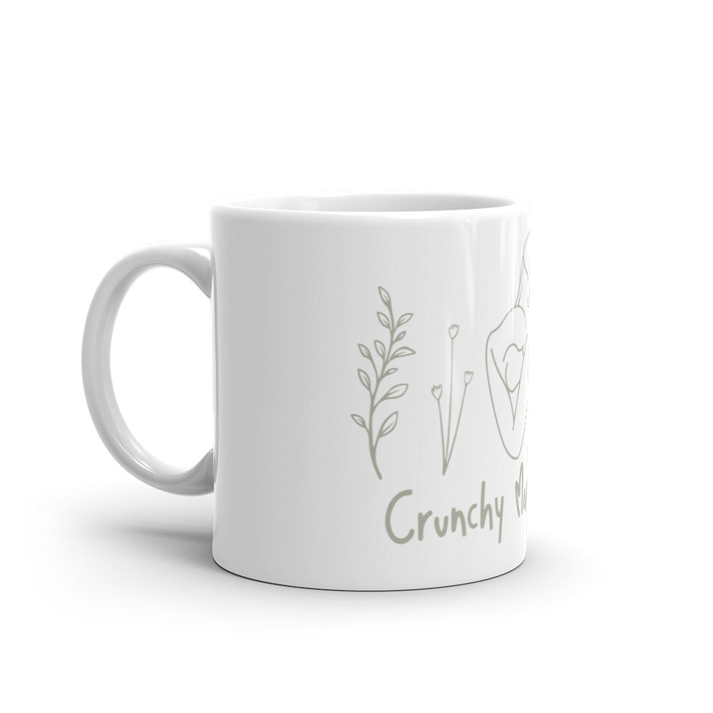 Crunchy Mama Strong glossy mug - white green print