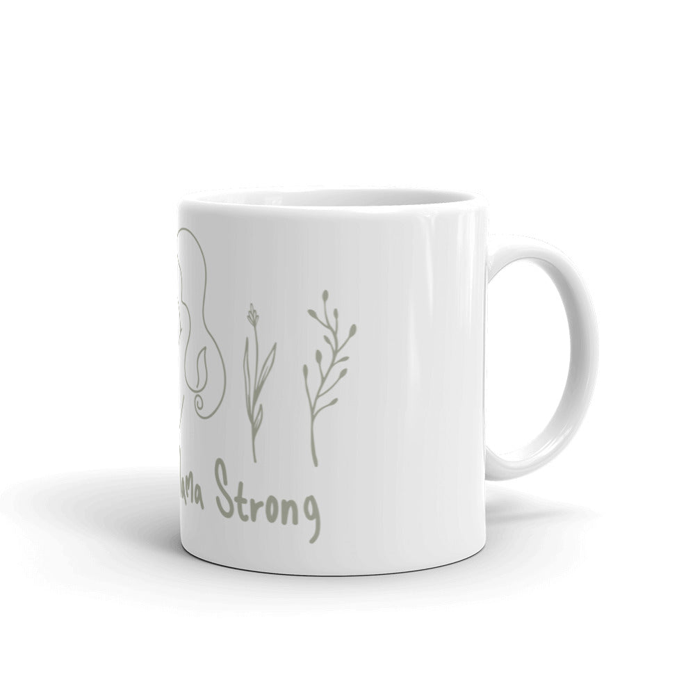 Crunchy Mama Strong glossy mug - white green print
